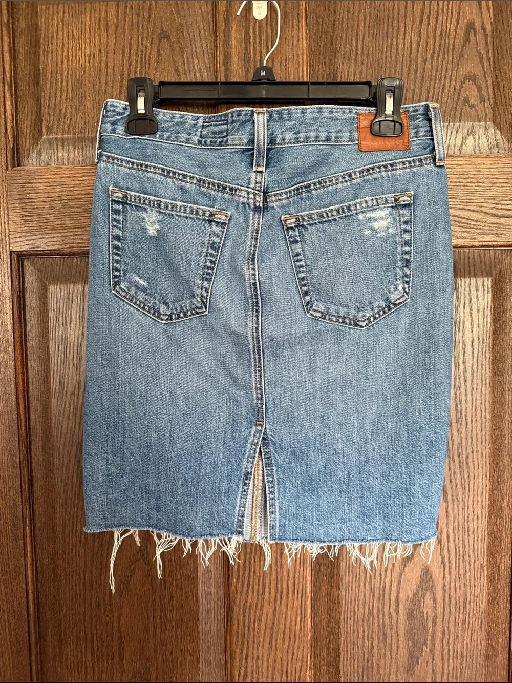 AG Adriano Goldschmied Light Blue Distressed Denim The Erin Pencil Skirt Size 27